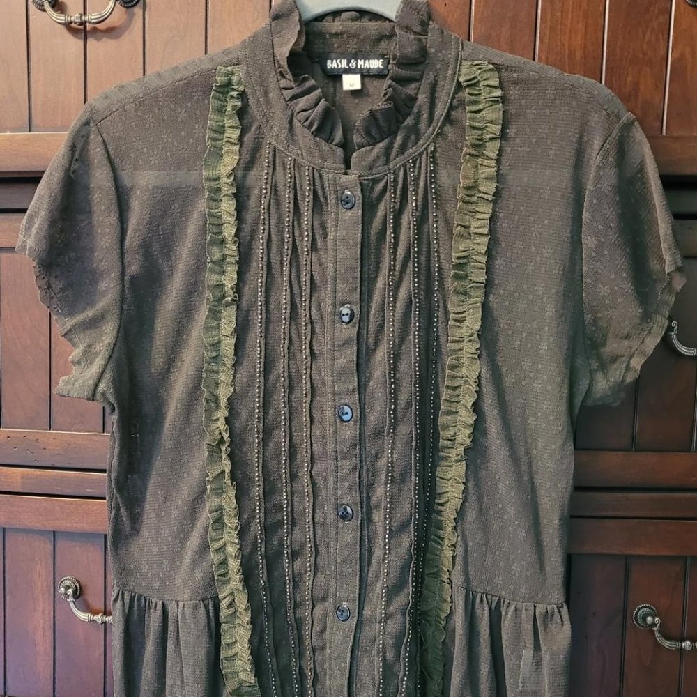Basil & Maude   Sheer vintage short sleeve blouse